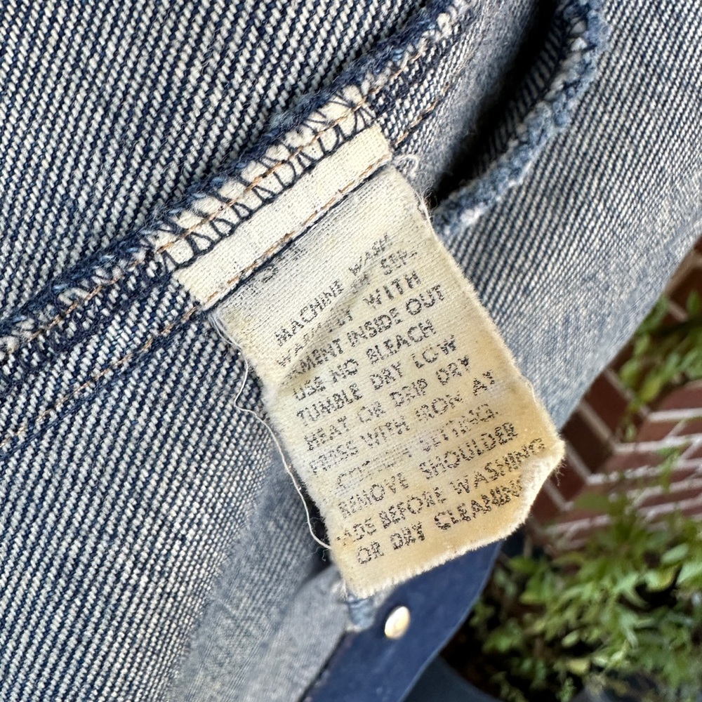 VINTAGE Norma Kamali 80s Denim Coat Dress Sz L - Picture 9 of 9